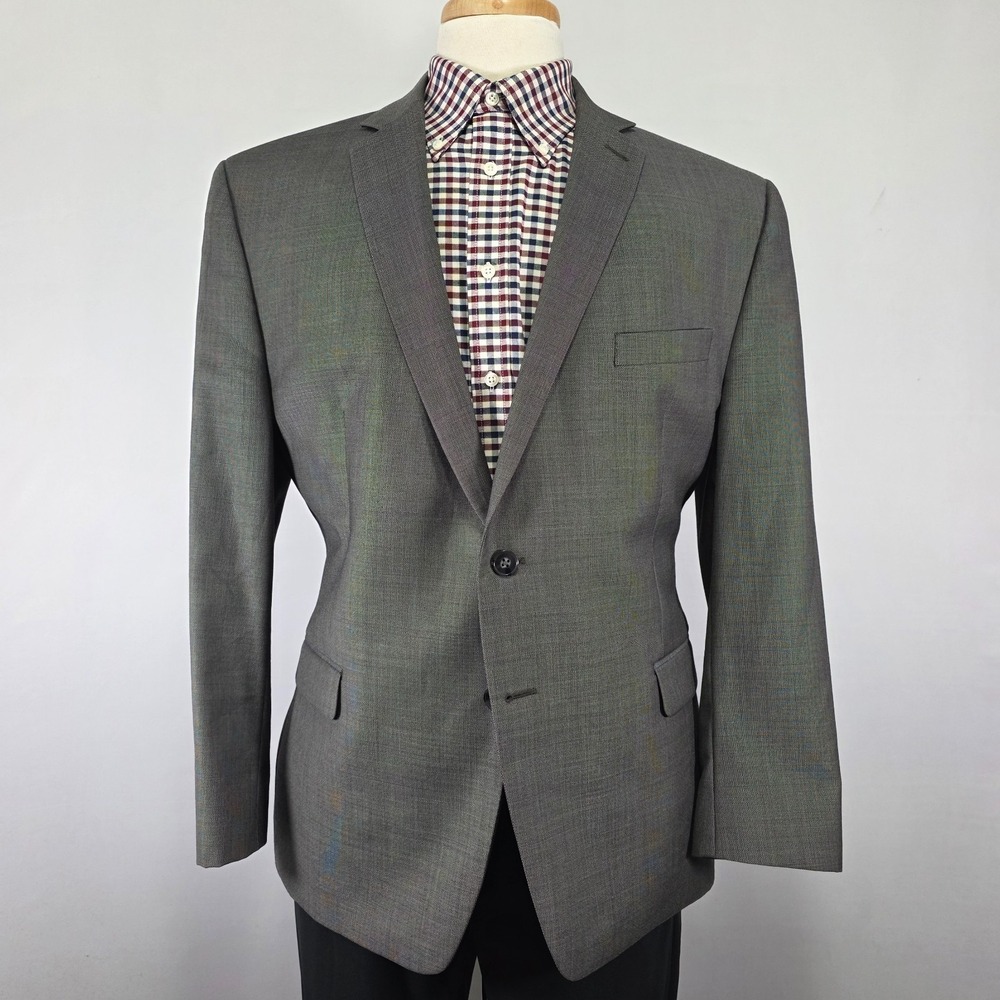 Calvin Klein Men's Sport Coat Blazer Two Button Gray Nail Head Wool Size 44S